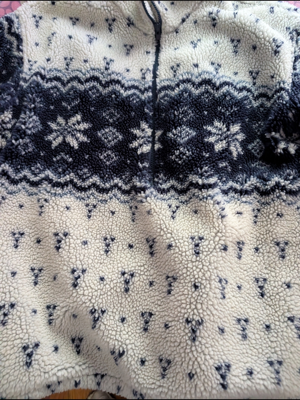 Vintage L.L. Bean Sherpa Pullover with Navy Nordic Pattern L - Picture 7 of 11